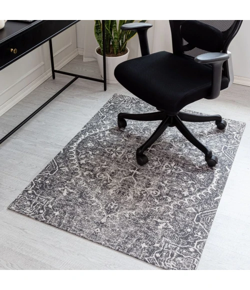 36" x 48" La Cienega Black & White 1/4" Rug'd Chair Mat 