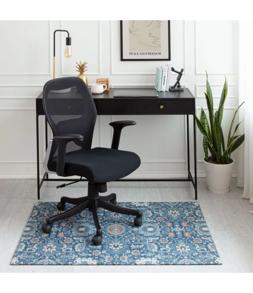 36" x 48" Alta Blue & Ivory 1/2" Rug'd Chair Mat 