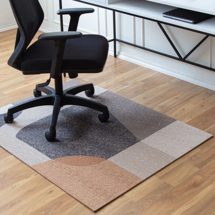 40" x 54" Riverstone Brown & Beige 1/4" Rug'd Chair Mat 