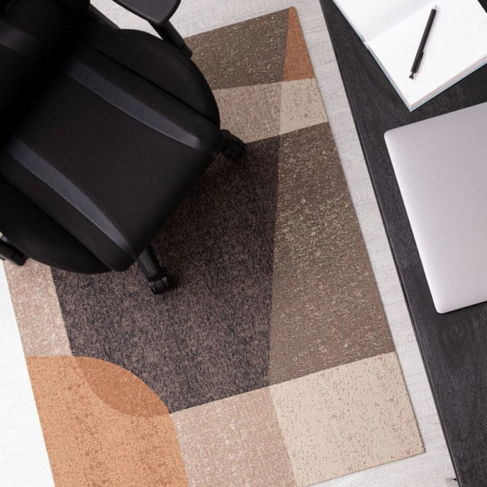 40" x 54" Riverstone Brown & Beige 1/4" Rug'd Chair Mat 