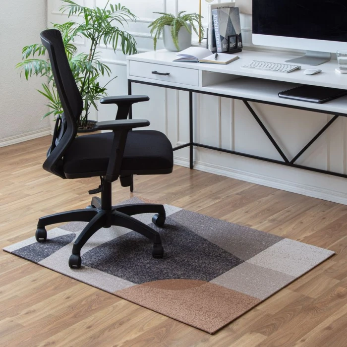 40" x 54" Riverstone Brown & Beige 1/4" Rug'd Chair Mat 
