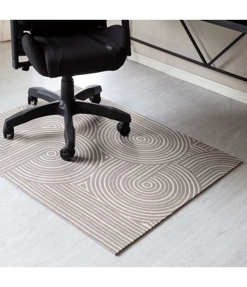 36" x 48" Helsinki Beige & Black 1/2" Rug'd Chair Mat 