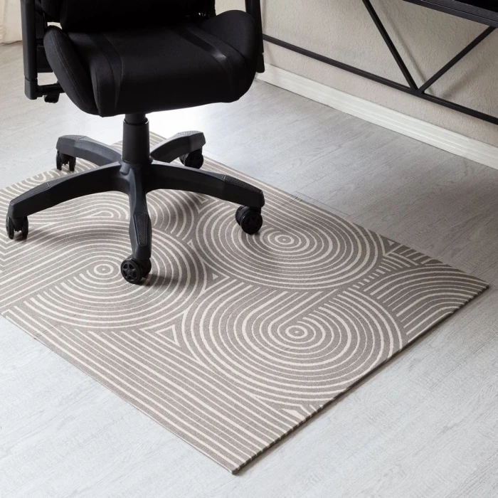 40" x 54" Helsinki Beige & Black 1/2" Rug'd Chair Mat 