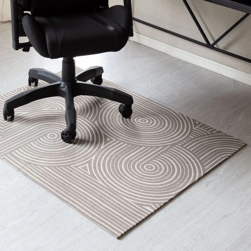 36" x 48" Helsinki Beige & Black 1/2" Rug'd Chair Mat 