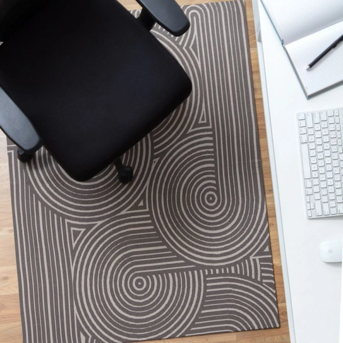 40" x 54" Helsinki Beige & Black 1/2" Rug'd Chair Mat 