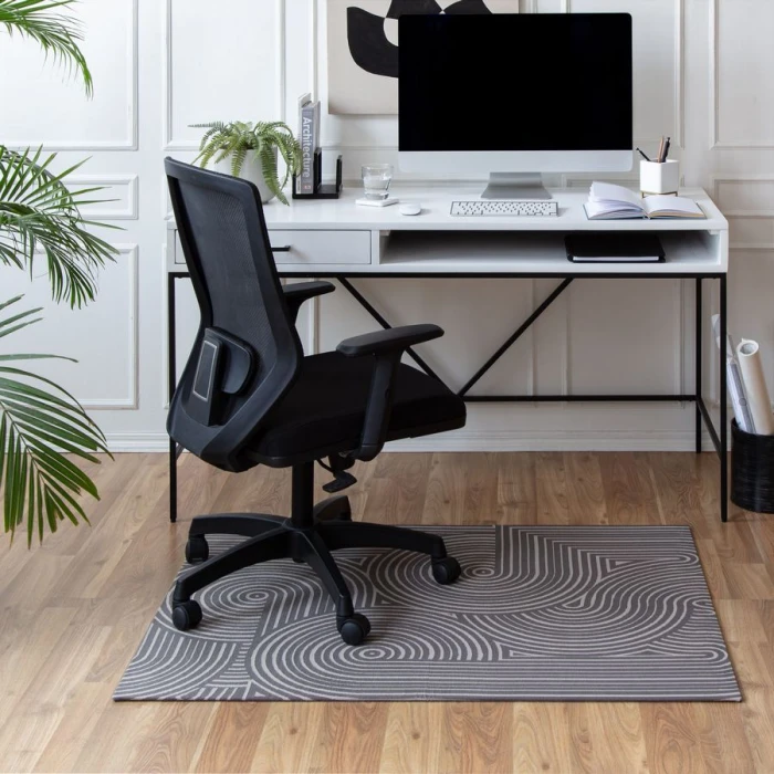 40" x 54" Helsinki Beige & Black 1/2" Rug'd Chair Mat 