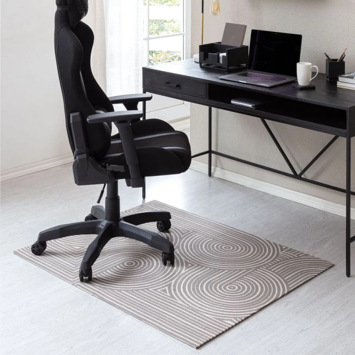 40" x 54" Helsinki Beige & Black 1/2" Rug'd Chair Mat 