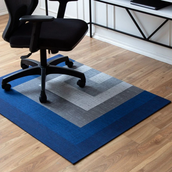 40" x 54" Mercury Blue & Gray 1/4" Rug'd Chair Mat 