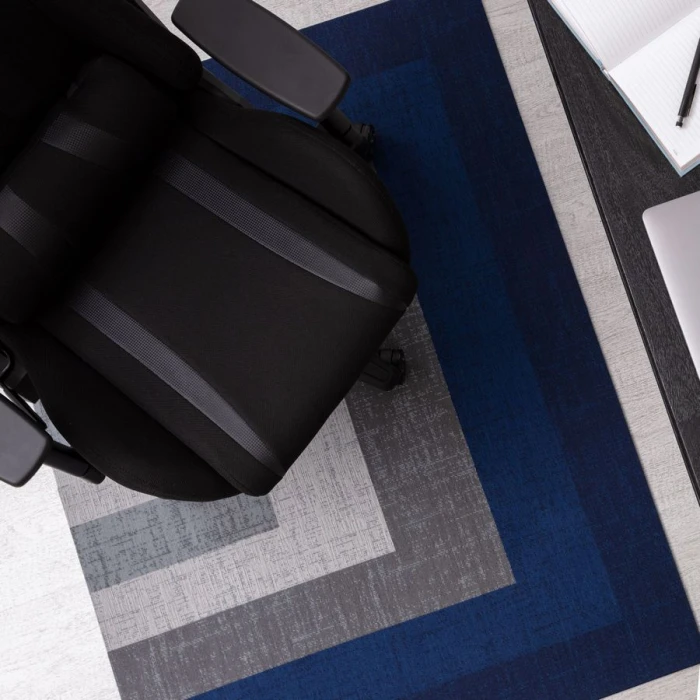 40" x 54" Mercury Blue & Gray 1/4" Rug'd Chair Mat 