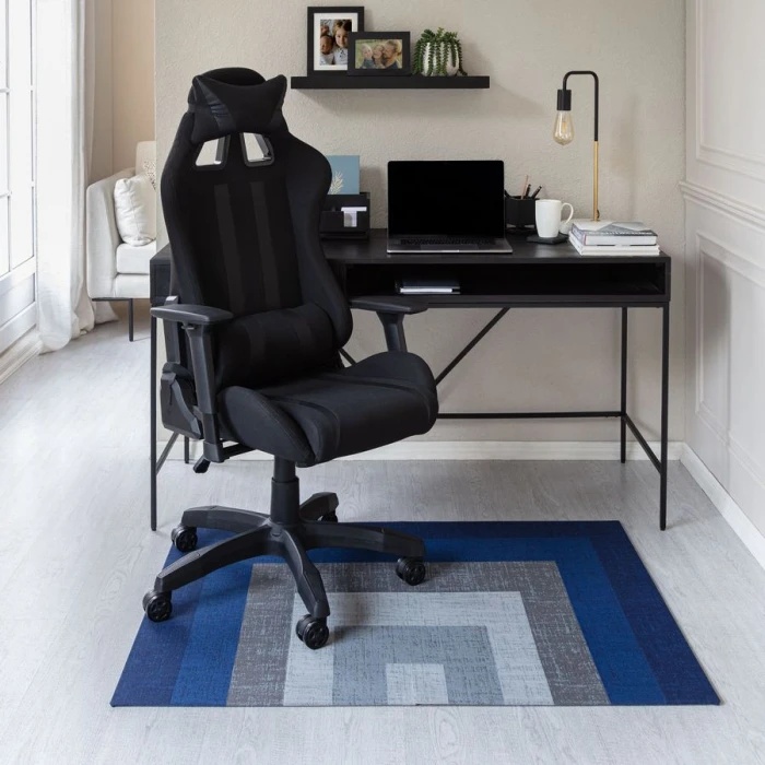 40" x 54" Mercury Blue & Gray 1/4" Rug'd Chair Mat 
