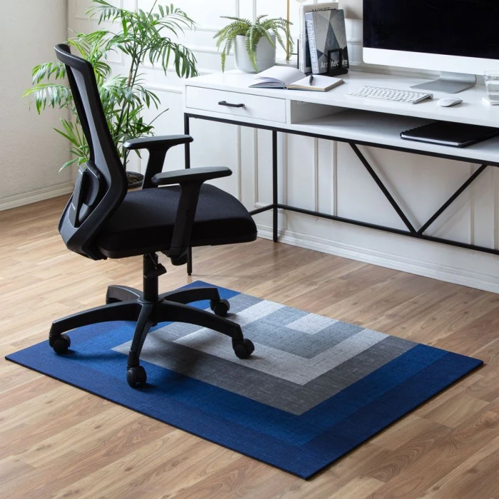 40" x 54" Mercury Blue & Gray 1/4" Rug'd Chair Mat 
