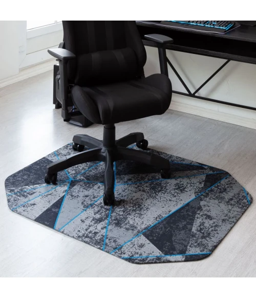 36" x 48" Cracked Ice Blue LED Gaming Rug'd Chair Mat 