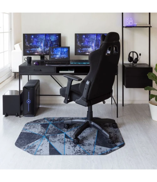 36" x 48" Cracked Ice Blue LED Gaming Rug'd Chair Mat 