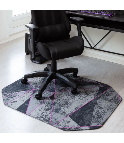 36" x 48" Cracked Ice Purple LED Gaming Rug'd Chair Mat 