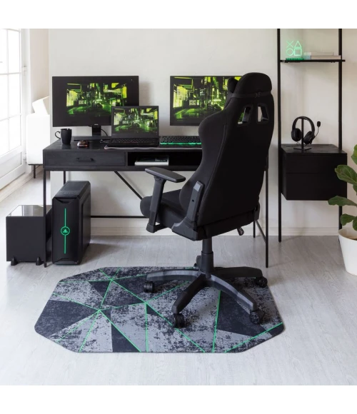 36" x 48" Cracked Ice Green LED Gaming Rug'd Chair Mat 