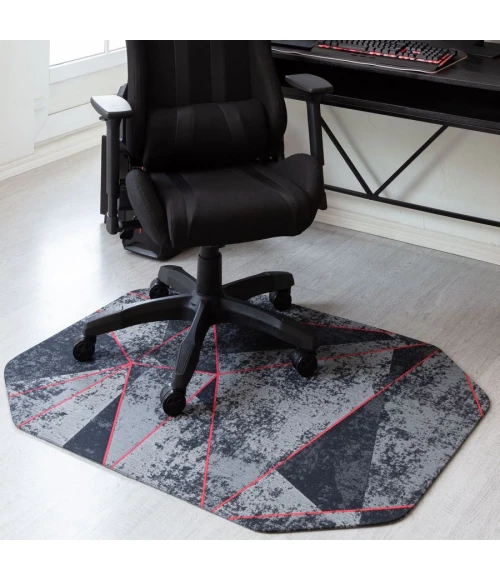 36" x 48" Cracked Ice Red LED Gaming Rug'd Chair Mat 