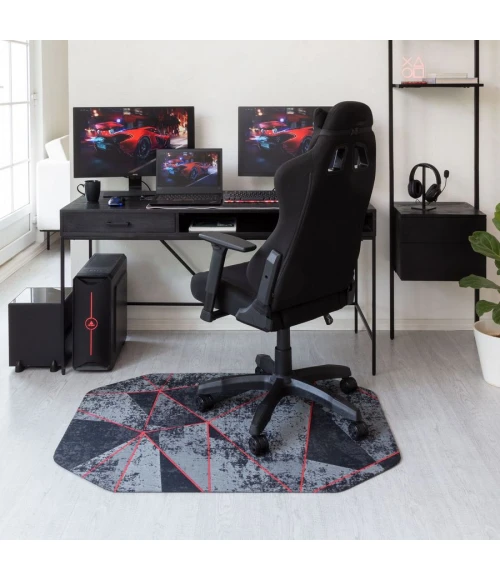 36" x 48" Cracked Ice Red LED Gaming Rug'd Chair Mat 