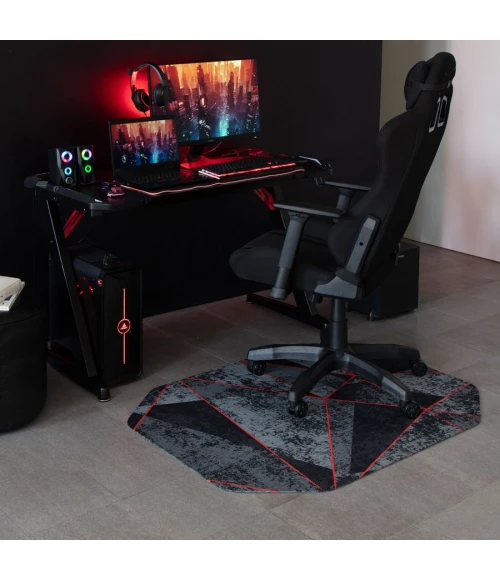 36" x 48" Cracked Ice Red LED Gaming Rug'd Chair Mat 