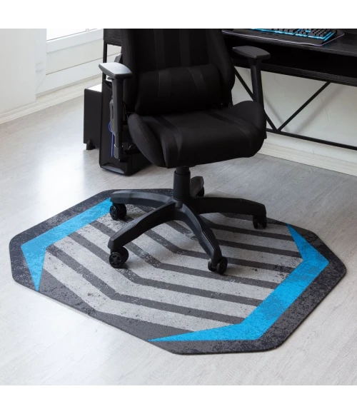 36" x 48" Prizm Blue LED Gaming Rug'd Chair Mat 