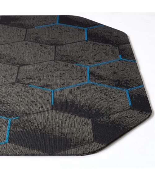 36" x 48" Kaleidoscope Blue LED Gaming Rug'd Chair Mat 