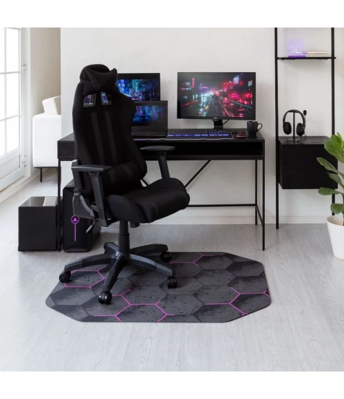 36" x 48" Kaleidoscope Purple LED Gaming Rug'd Chair Mat 