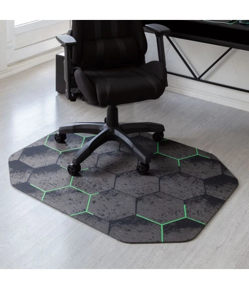 36" x 48" Kaleidoscope Green LED Gaming Rug'd Chair Mat 