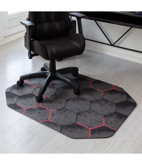 36" x 48" Kaleidoscope Red LED Gaming Rug'd Chair Mat 