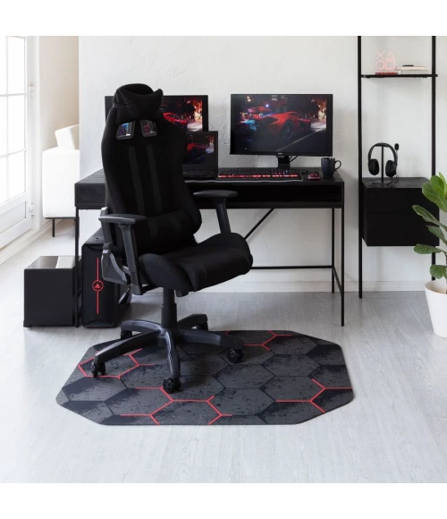 36" x 48" Kaleidoscope Red LED Gaming Rug'd Chair Mat 