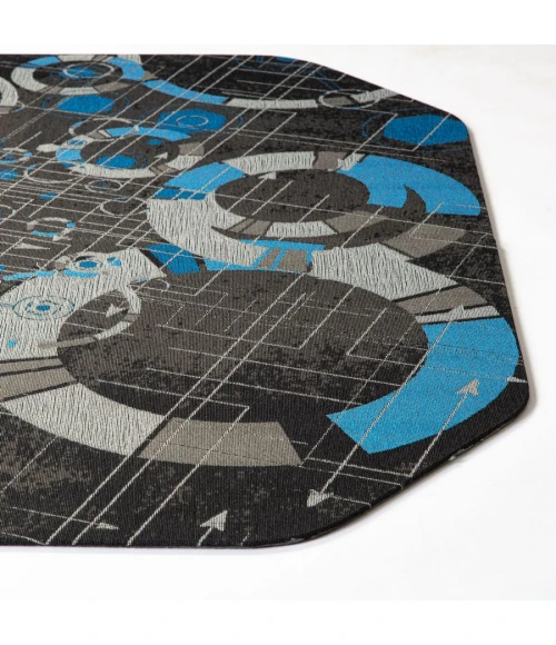 36" x 48" Refracted Blue LED Gaming Rug'd Chair Mat 