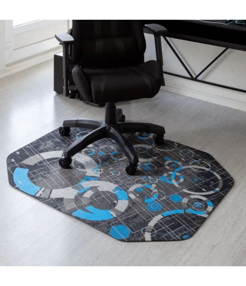 36" x 48" Refracted Blue LED Gaming Rug'd Chair Mat 