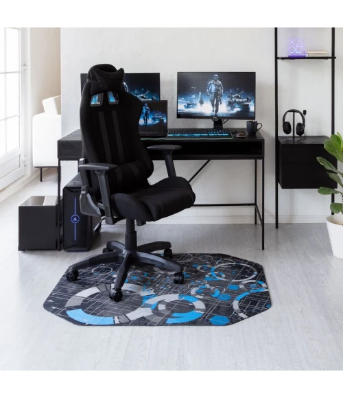 36" x 48" Refracted Blue LED Gaming Rug'd Chair Mat 