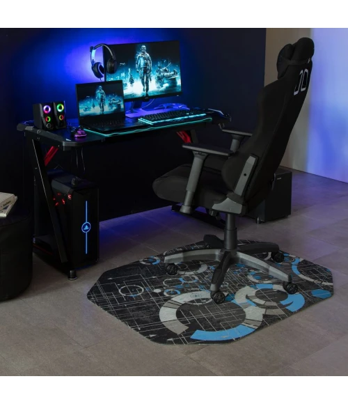 36" x 48" Refracted Blue LED Gaming Rug'd Chair Mat 