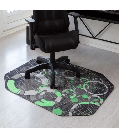 36" x 48" Refracted Green LED Gaming Rug'd Chair Mat 