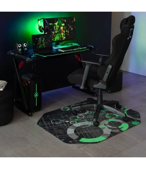 36" x 48" Refracted Green LED Gaming Rug'd Chair Mat 