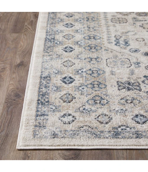 Loomaknoti Kehleigh Awester Cream/Blue EK018 3 ft. 3 in. X 5 ft. 3 in. Rectangle Rug