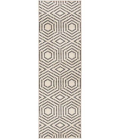 Loomaknoti Tecopa Kaharie White/Black ETR21WBK12 2 ft. 3 in. X 7 ft. 6 in. Rectangle Rug