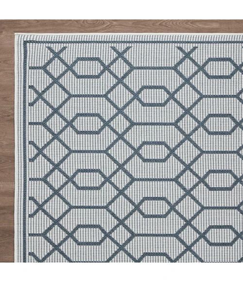 Loomaknoti Breyleigh Chendler Cream/Blue EB001 9 ft. 10 in. X 12 ft. 10 in. Rectangle Rug