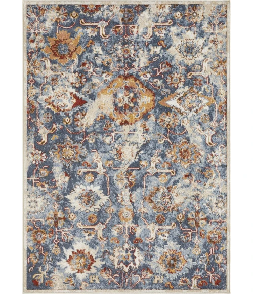 Loomaknoti Alsbrooke Amibell Blue/Cream EA002 5 ft. 3 in. X 7 ft. 3 in. Rectangle Rug