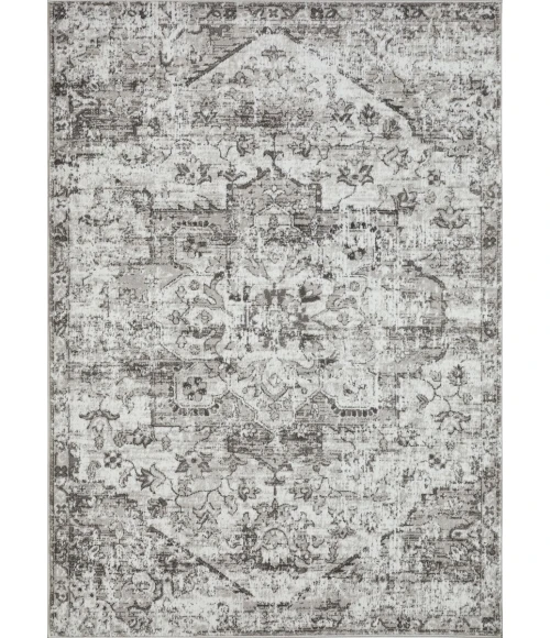 Loomaknoti Rhane Alemern Gray/Cream ER019 5 ft. 3” X 7 ft. 3” Rectangle Rug