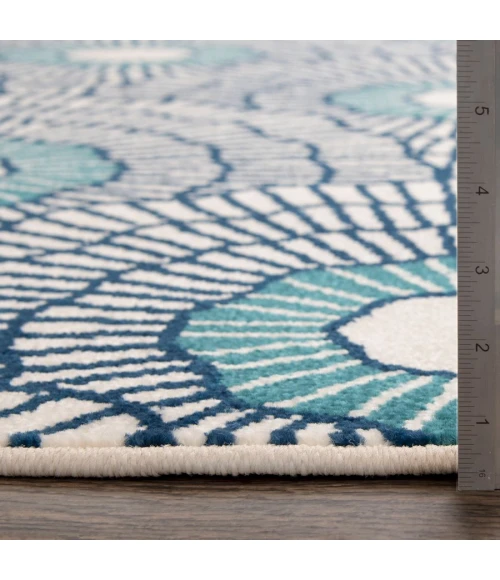 Loomaknoti Tecopa Ferley Blue/White ETR04BWH85 9 ft. 10 in. X 12 ft. 10 in. Rectangle Rug