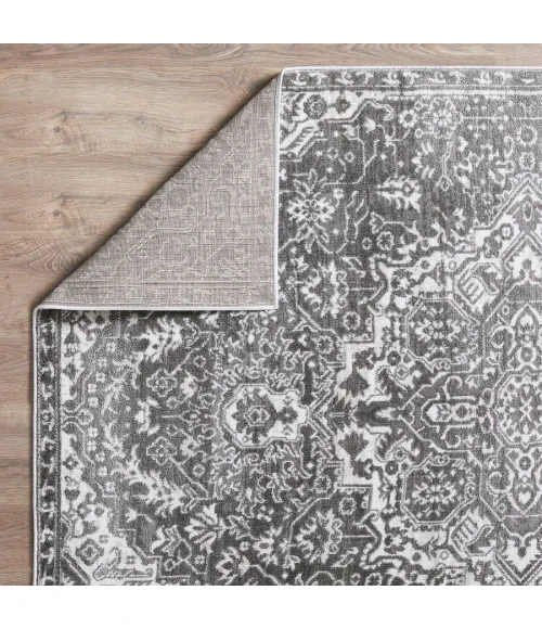 Loomaknoti Rhane Valeina Gray/Cream ER004 2 ft. X 6 ft. 7 in. Rectangle Rug