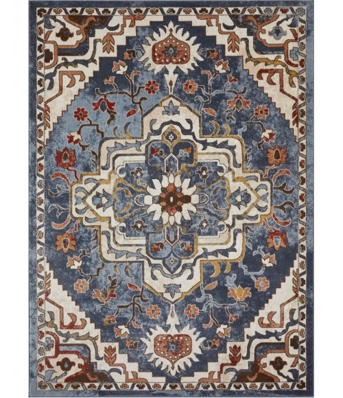 Loomaknoti Alsbrooke Zailorn Blue/Cream EA006 7 ft. 10 in. X 9 ft. 10 in. Rectangle Rug