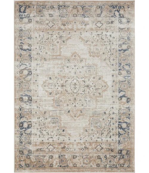 Loomaknoti Kehleigh Zayari Cream/Blue EK006 2 ft. X 3 ft. Rectangle Rug