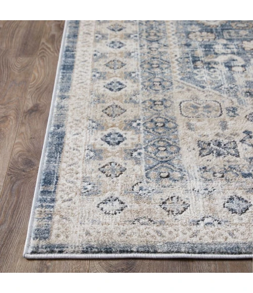 Loomaknoti Kehleigh Awester Blue/Cream EK018 7 ft. 10 in. X 9 ft. 10 in. Rectangle Rug