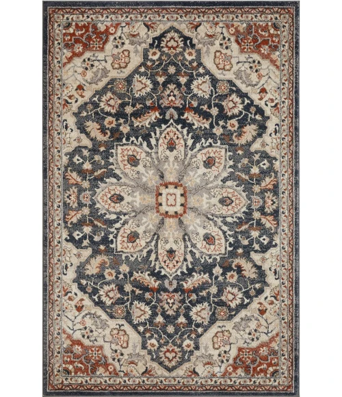 Loomaknoti Malanie Charler Blue/Beige EM002 4 ft. X 6 ft. Rectangle Rug