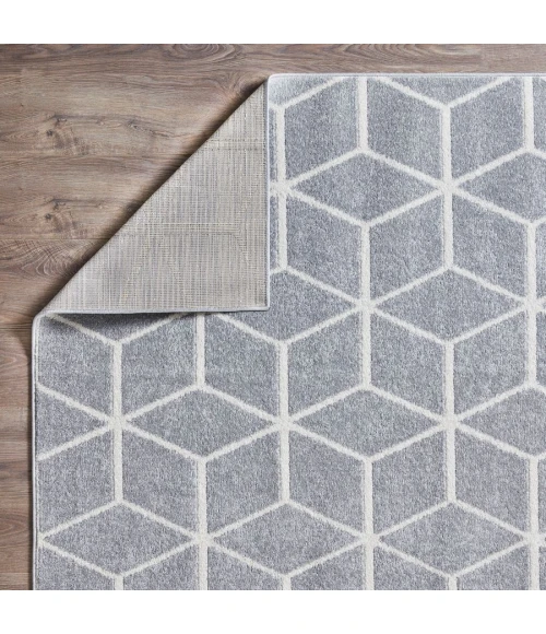 Loomaknoti Kissandrah Beraddo Gray/Cream EKI003 5 ft. 3 in. X 7 ft. 3 in. Rectangle Rug