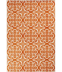 Central Oriental Tropic Contoy Snow/Tange Area Rug 5 ft. X 7 ft. 3 Rectangle