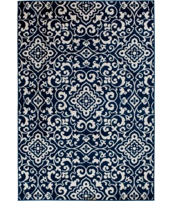 Central Oriental Tropic Mcbee Sapph/Snow Area Rug 5 ft. X 7 ft. 3 Rectangle