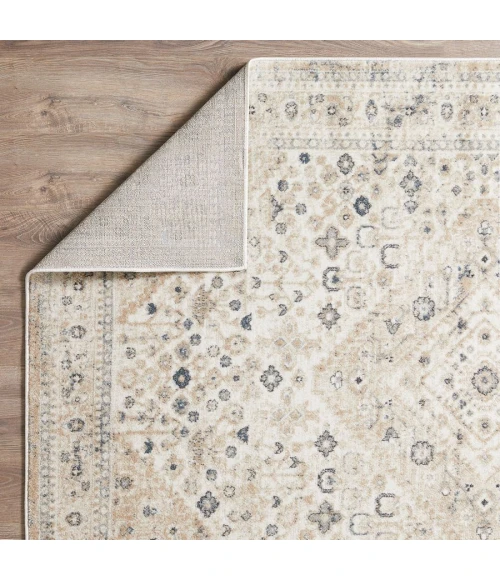 Loomaknoti Kehleigh Abrem Cream/Blue EK003 6 ft. 7 in. X 9 ft. 2 in. Rectangle Rug