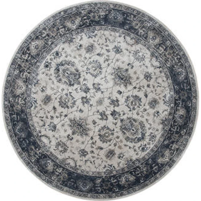 Central Oriental Clearwater Biscuit/Nightfall Traditional 7ft.10in. Round Rug
